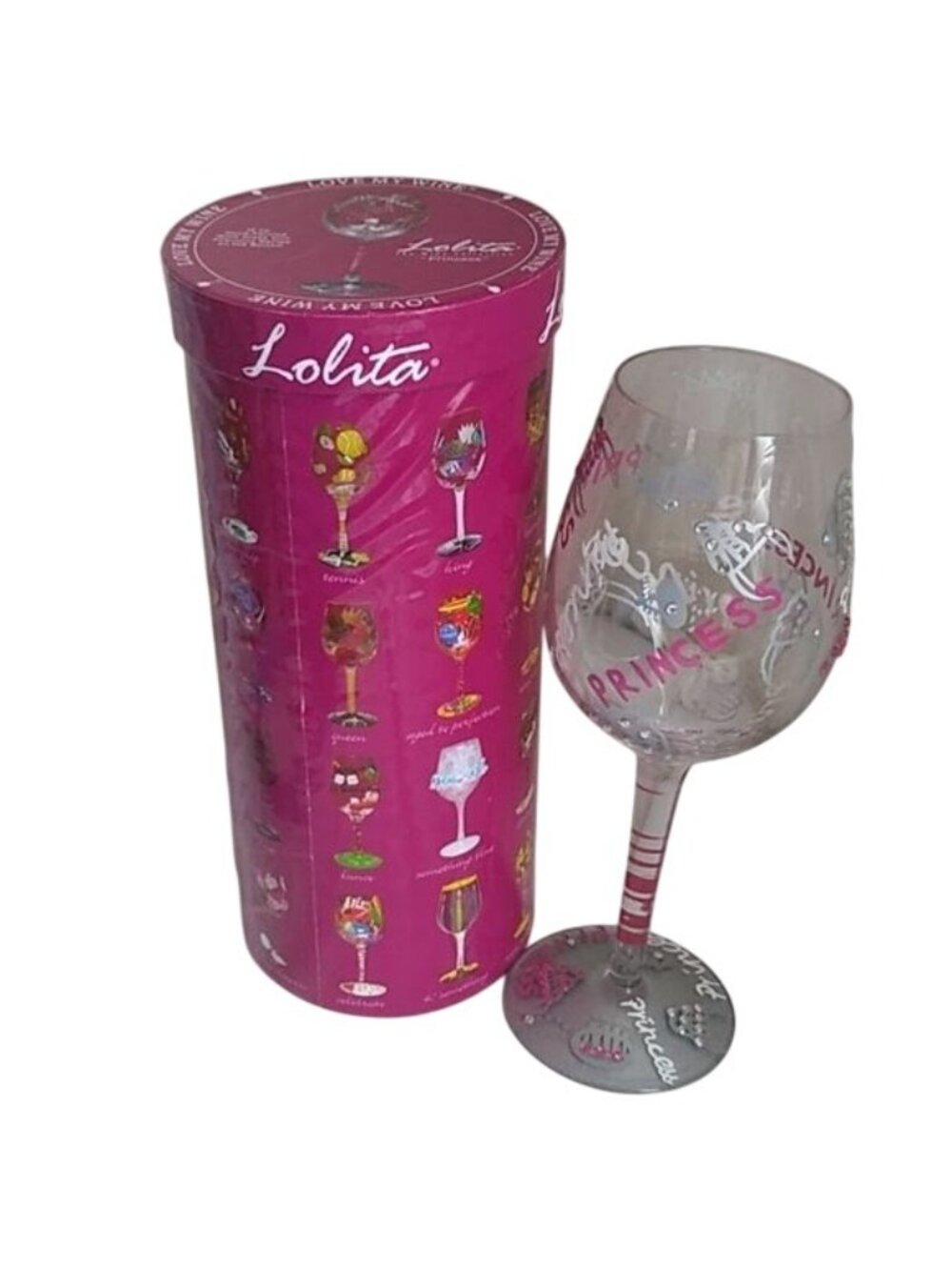 Lolita PRINCESS Hand Painted 15 oz.  Wine Glass